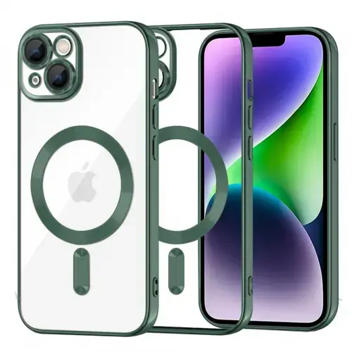 Husa MagSafe pentru Apple iPhone 14 Plus, Techsuit, Luxury Crystal, Verde Inchis