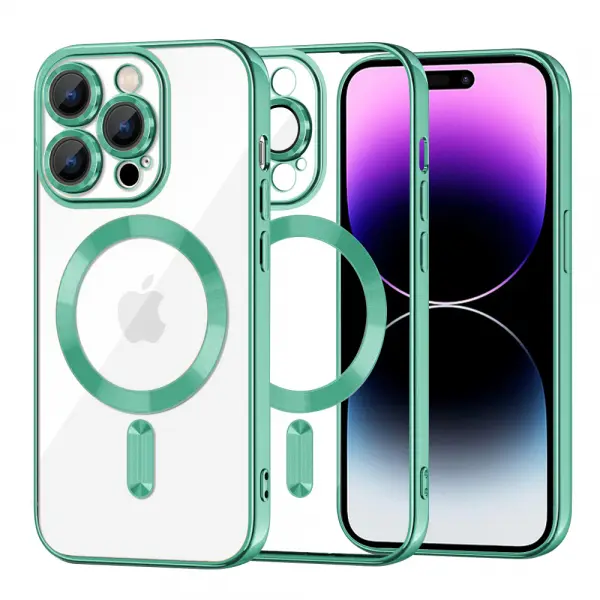 Husa MagSafe pentru Apple iPhone 14 Pro Max, Techsuit, Luxury Crystal, Verde Deschis