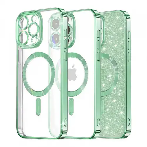 Husa MagSafe pentru Apple iPhone 14 Pro Max Techsuit Luxury Glitter (Verde)