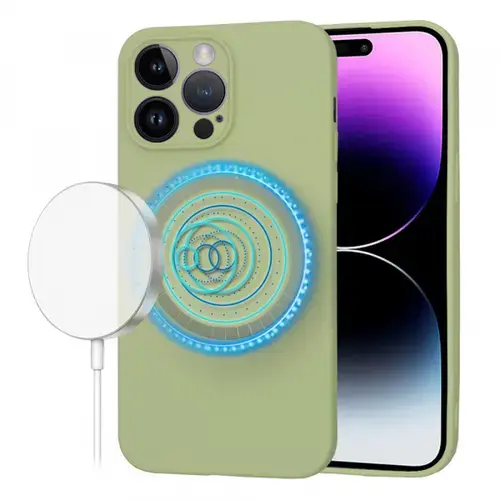 Husa MagSafe pentru Apple iPhone 14 Pro Max, Techsuit, SoftFlex, Verde Deschis