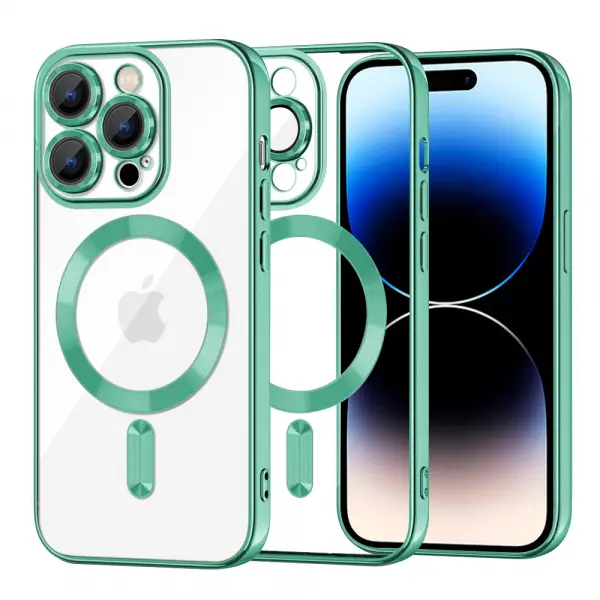 Husa MagSafe pentru Apple iPhone 14 Pro, Techsuit, Luxury Crystal, Verde Deschis