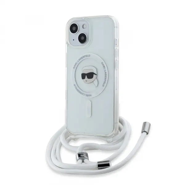 Husa MagSafe pentru Apple iPhone 15, Karl Lagerfeld, IML Crossbody Karl's Head, Transparenta
