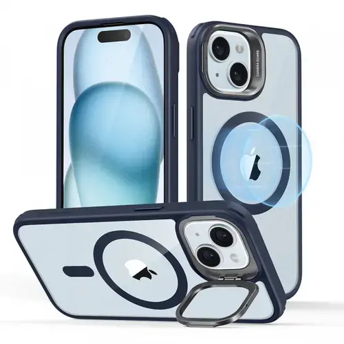 Husa MagSafe pentru Apple iPhone 15 Plus, ESR, Classic Hybrid Kickstand, Bleumarin Transparenta