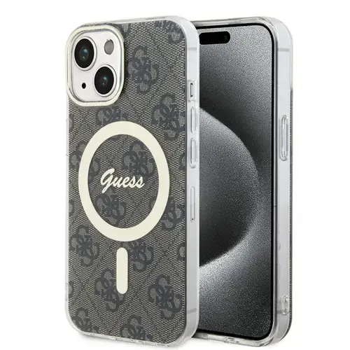 Husa MagSafe pentru Apple iPhone 15 Plus, Guess, IML 4G, Maro