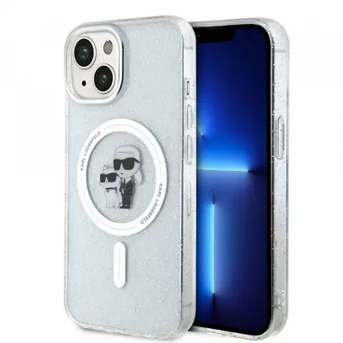 Husa MagSafe pentru Apple iPhone 15 Plus, Karl Lagerfeld, Glitter, Transparenta