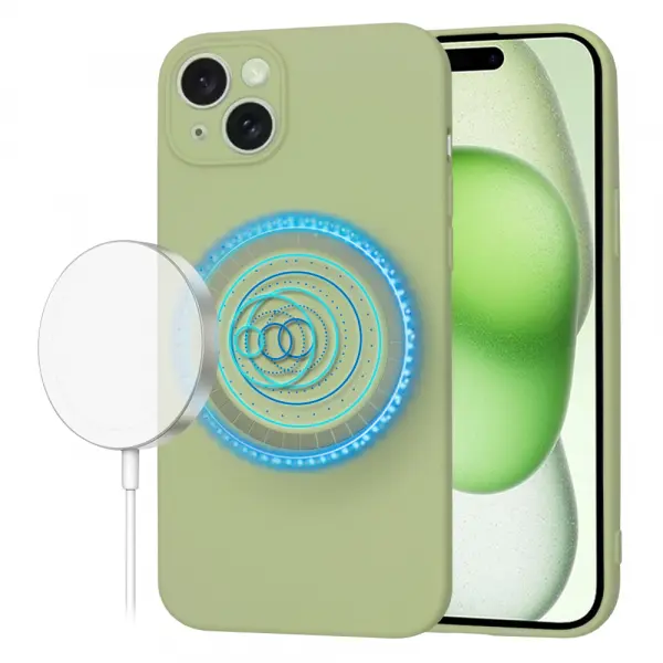 Husa MagSafe pentru Apple iPhone 15 Plus, Techsuit, SoftFlex, Matcha