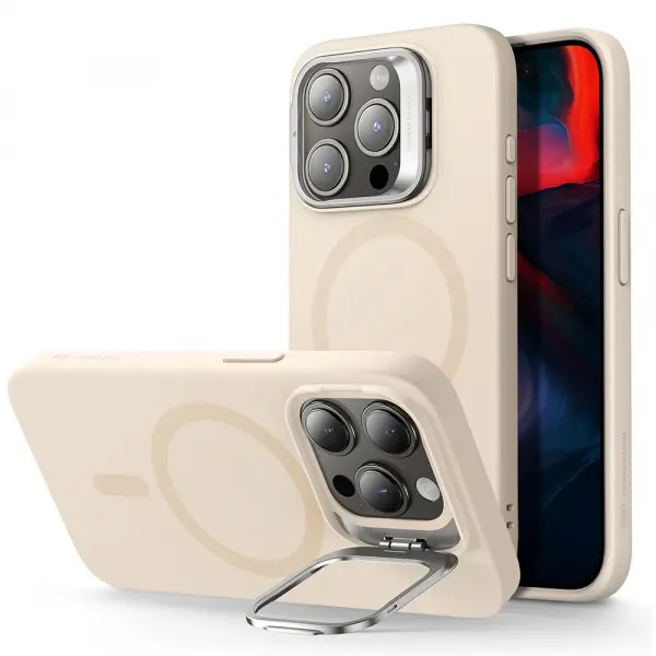 Husa MagSafe pentru Apple iPhone 15 Pro, ESR, Cloud Soft Kickstand, Crem