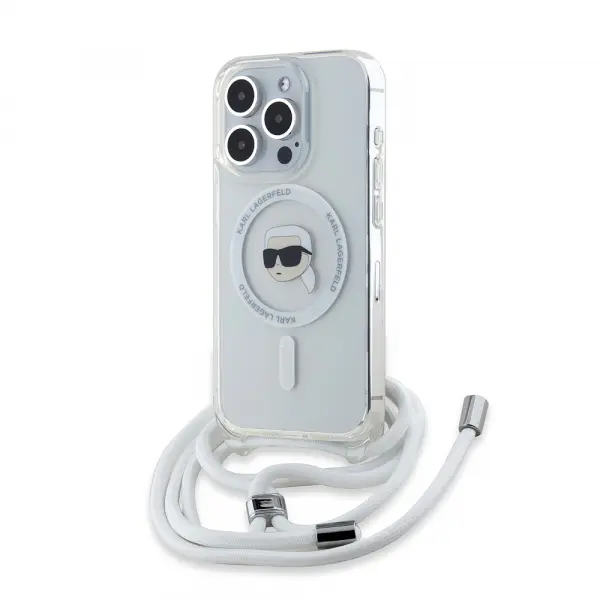 Husa MagSafe pentru Apple iPhone 15 Pro, Karl Lagerfeld, IML Crossbody Karl's Head, Transparenta
