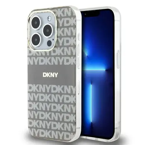 Husa MagSafe pentru Apple iPhone 15 Pro Max, DKNY, IML Mono & Stripe, Bej