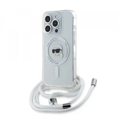 Husa MagSafe pentru Apple iPhone 15 Pro Max, Karl Lagerfeld, IML Crossbody Karl's Head, Transparenta