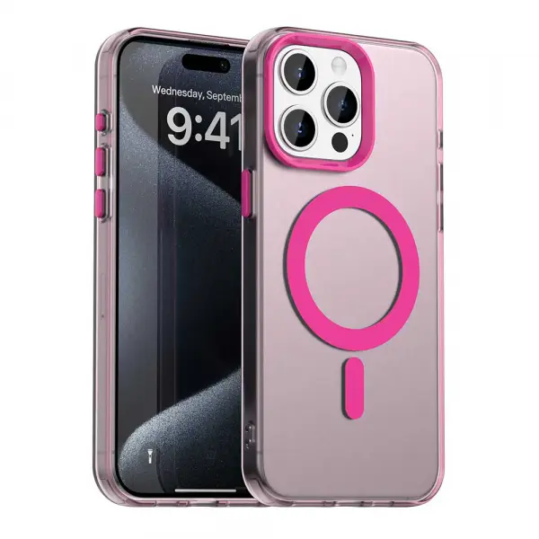 Husa MagSafe pentru Apple iPhone 15 Pro Max, Techsuit, CandyCase, Roz