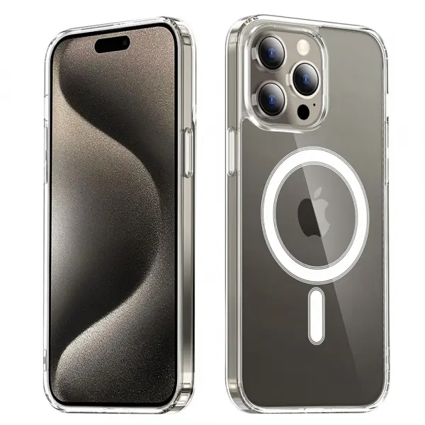 Husa MagSafe pentru Apple iPhone 15 Pro Max, Techsuit, Pro, Transparenta