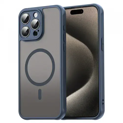 Husa MagSafe pentru Apple iPhone 15 Pro, Techsuit, HaloFrost II, Bleumarin