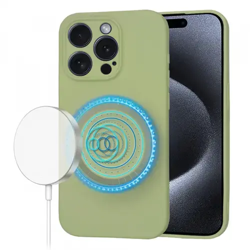 Husa MagSafe pentru Apple iPhone 15 Pro, Techsuit, SoftFlex, Verde Matcha