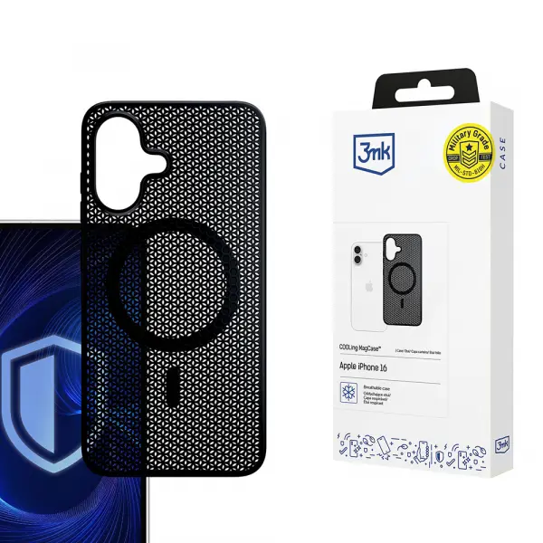 Husa MagSafe pentru Apple iPhone 16, 3MK, COOLing, Neagra