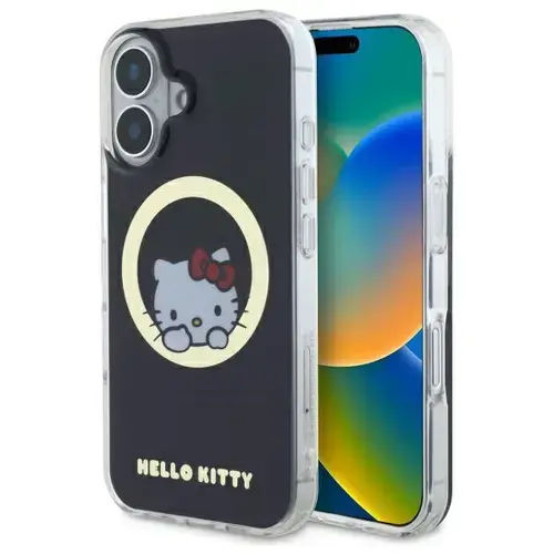 Husa MagSafe pentru Apple iPhone 16, Hello Kitty, IML Sweet Kitty, Neagra