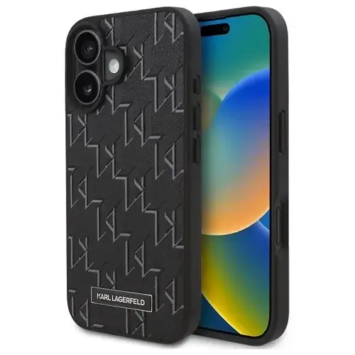 Husa MagSafe pentru Apple iPhone 16, Karl Lagerfeld, Hot Stamp, Neagra