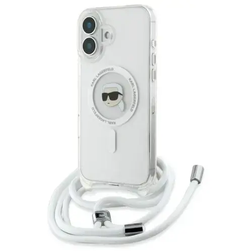 Husa MagSafe pentru Apple iPhone 16, Karl Lagerfeld, IML Crossbody Karl's Head, Transparenta
