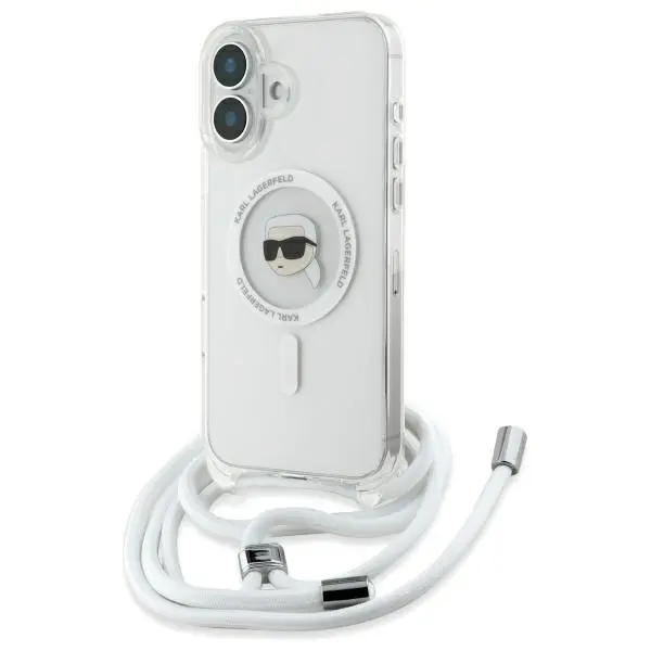 Husa MagSafe pentru Apple iPhone 16, Karl Lagerfeld, IML Crossbody Karl's Head, Transparenta