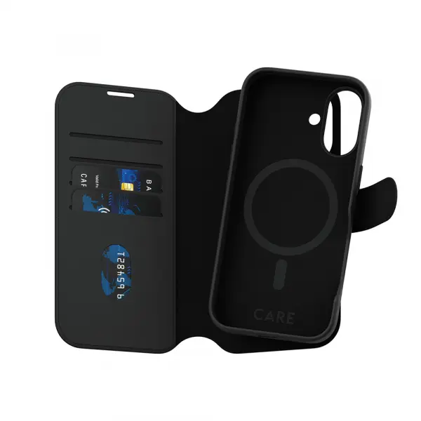 Husa MagSafe pentru Apple iPhone 16, PanzerGlass, Care Feature Tango Two-in-One, Neagra
