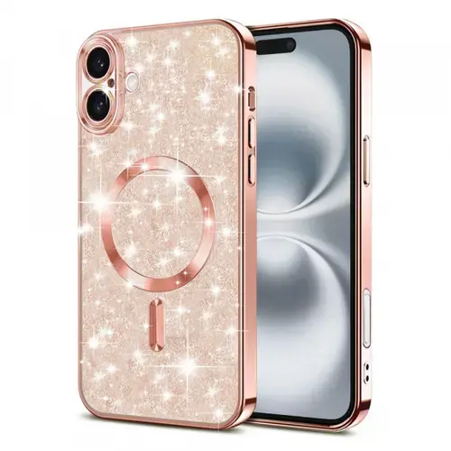 Husa MagSafe pentru Apple iPhone 16 Plus Techsuit Luxury Glitter (Roz)