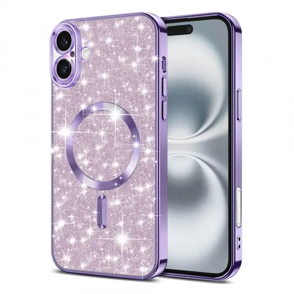 Husa MagSafe pentru Apple iPhone 16 Plus, Techsuit, Luxury Glitter, Mov Deschis
