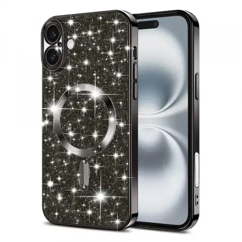 Husa MagSafe pentru Apple iPhone 16 Plus Techsuit Luxury Glitter (Negru)