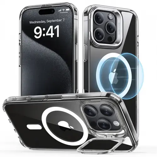 Husa MagSafe pentru Apple iPhone 16 Pro, ESR, Classic Hybrid Kickstand, Transparenta