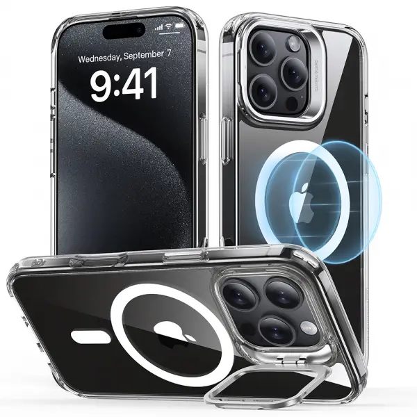 Husa MagSafe pentru Apple iPhone 16 Pro, ESR, Classic Hybrid Kickstand, Transparenta
