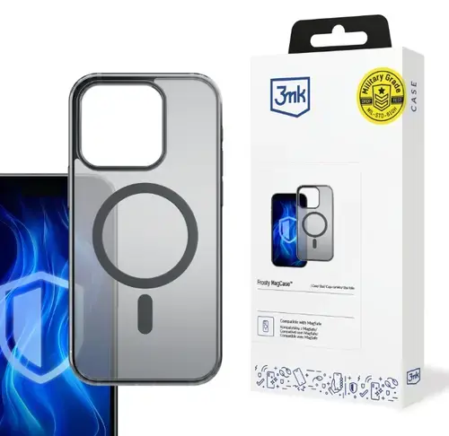 Husa MagSafe pentru Apple iPhone 16 Pro Max, 3MK, Frosty MagCase, Neagra