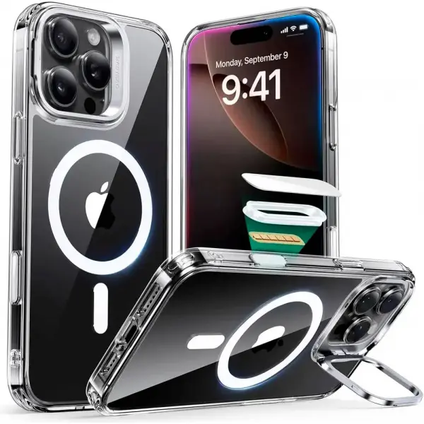 Husa MagSafe pentru Apple iPhone 16 Pro Max, ESR, Classic Hybrid Kickstand Slide, Transparenta