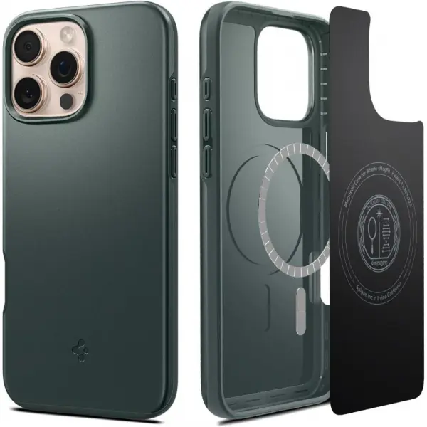 Husa MagSafe pentru Apple iPhone 16 Pro Max, Spigen, Thin Fit, Verde