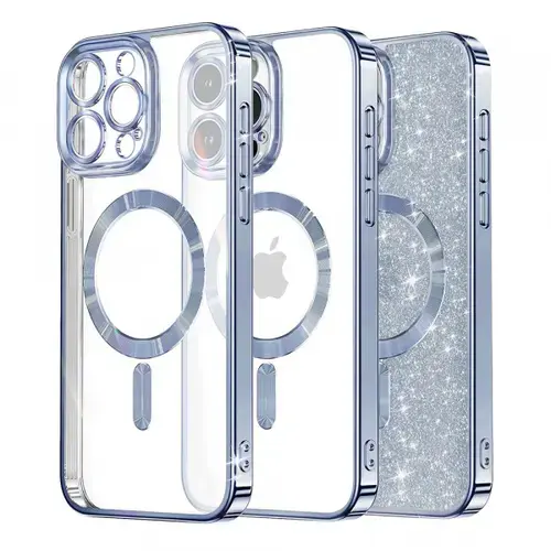 Husa MagSafe pentru Apple iPhone 16 Pro Max, Techsuit, Luxury Glitter, Bleu