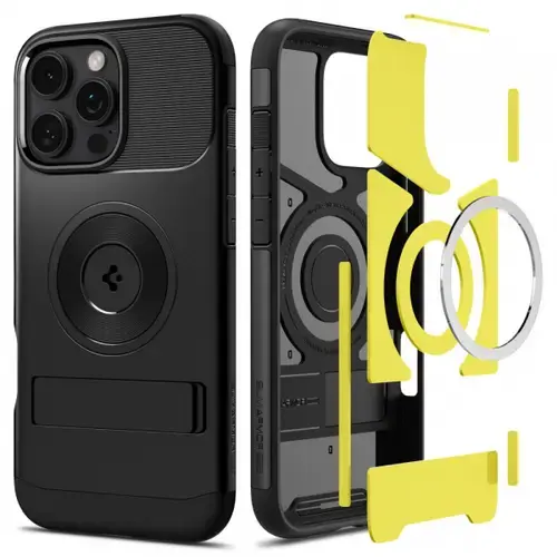 Husa MagSafe pentru Apple iPhone 16 Pro, Spigen, Slim Armor, Neagra