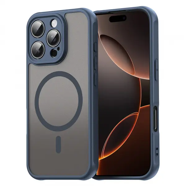 Husa MagSafe pentru Apple iPhone 16 Pro, Techsuit, HaloFrost II, Bleumarin