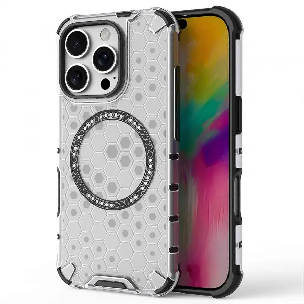 Husa MagSafe pentru Apple iPhone 16 Pro, Techsuit, HoneyComb Shield, Alba