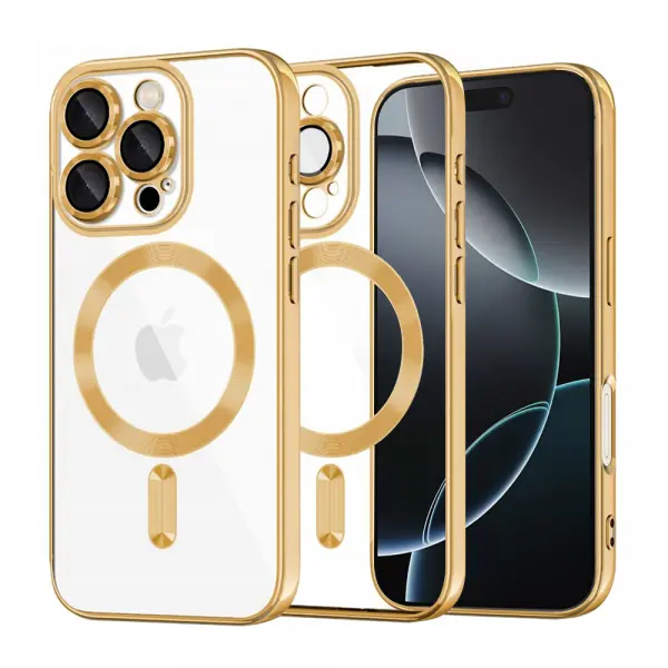 Husa MagSafe pentru Apple iPhone 16 Pro, Techsuit, Luxury Crystal, Aurie