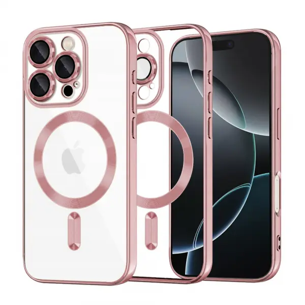 Husa MagSafe pentru Apple iPhone 16 Pro, Techsuit, Luxury Crystal, Roz