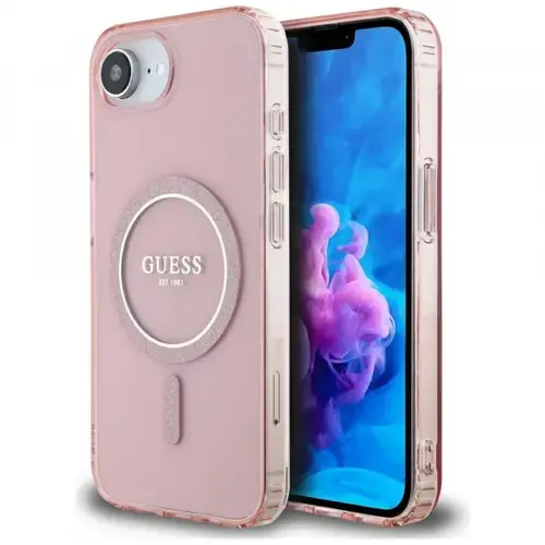Husa MagSafe pentru Apple iPhone 16e, Guess, IML Glitter Circle