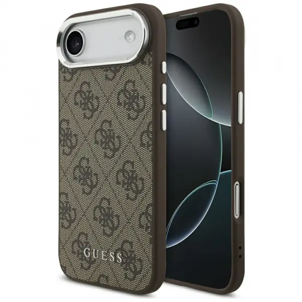 Husa MagSafe pentru Apple iPhone 17 Air, Guess, 4G Classic Logo, Maro