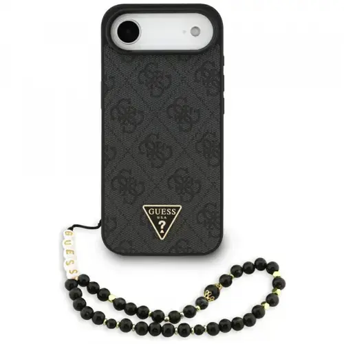 Husa MagSafe pentru Apple iPhone 17 Air, Guess, 4G Triangle Logo with Cord Strap, Neagra