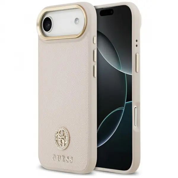 Husa MagSafe pentru Apple iPhone 17 Air, Guess, Grained Strass Logo, Roz