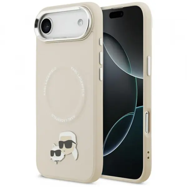 Husa MagSafe pentru Apple iPhone 17 Air, Karl Lagerfeld, Karl & Choupette Pins, Bej