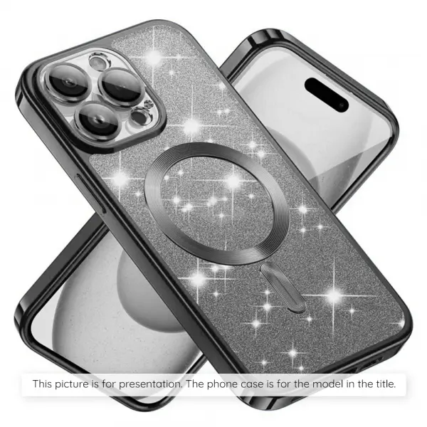 Husa MagSafe pentru Apple iPhone 17 Air, Techsuit, Luxury Glitter, Neagra