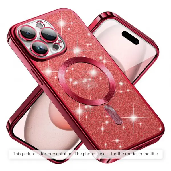 Husa MagSafe pentru Apple iPhone 17 Air, Techsuit, Luxury Glitter, Rosie
