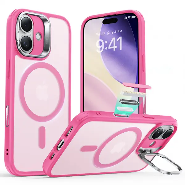 Husa MagSafe pentru Apple iPhone 17, ESR, Classic Hybrid Kickstand, Roz Satinata