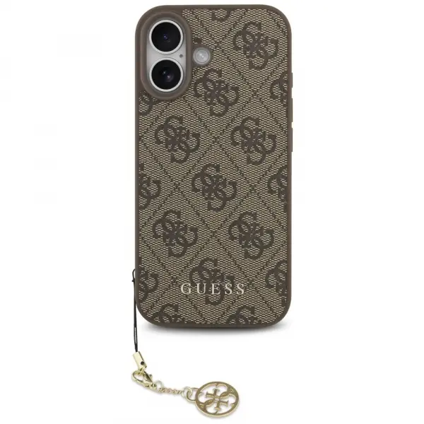 Husa MagSafe pentru Apple iPhone 17, Guess, 4G Charm Cradle, Maro