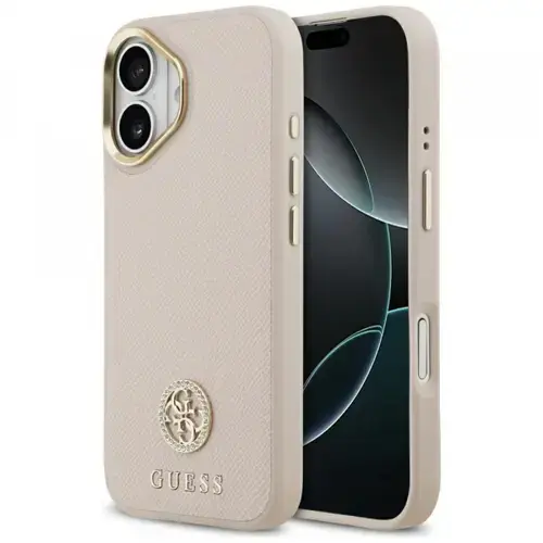 Husa MagSafe pentru Apple iPhone 17, Guess, Grained Strass Logo, Roz