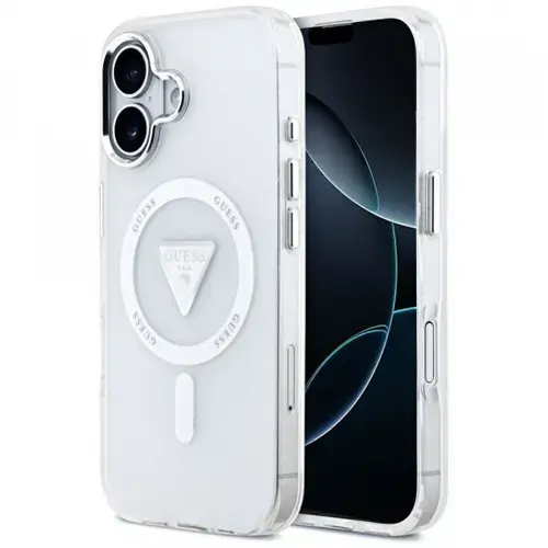 Husa MagSafe pentru Apple iPhone 17, Guess, IML Gradient Triangle Logo, Transparenta