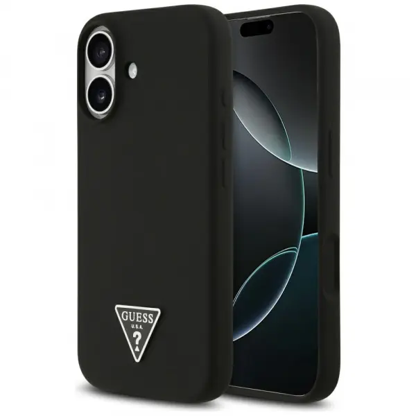 Husa MagSafe pentru Apple iPhone 17, Guess, Triangle Logo, Neagra
